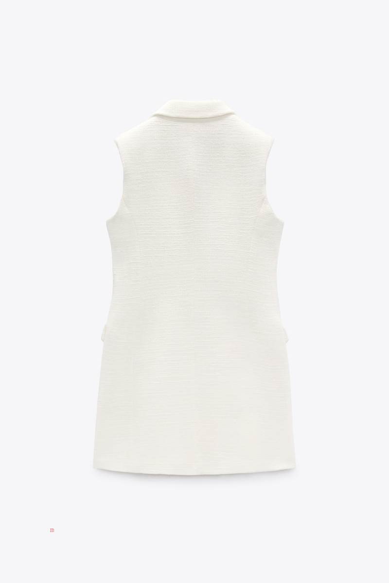 ZARA TEXTURED DRESS Kostym Väst Dam Vita | CBIET-5876