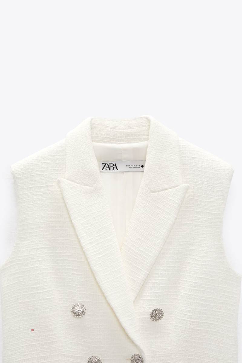 ZARA TEXTURED DRESS Kostym Väst Dam Vita | CBIET-5876