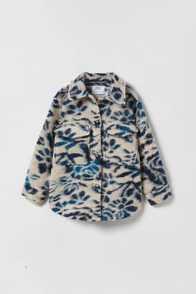 ZARA TEXTURED FLORAL Övertröja Tjej Mörkturkos | WPJCY-9264