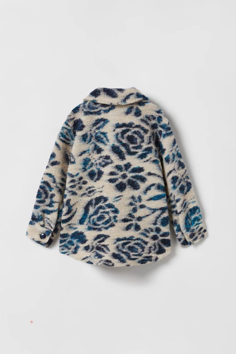 ZARA TEXTURED FLORAL Övertröja Tjej Mörkturkos | WPJCY-9264