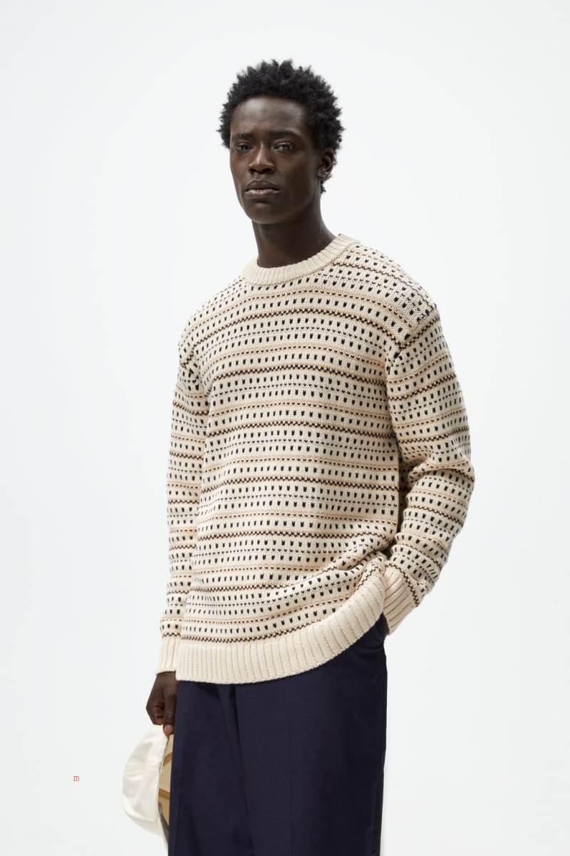 ZARA TEXTURED GEOMETRIC Tröjor Herr Vita | LPOKQ-3106
