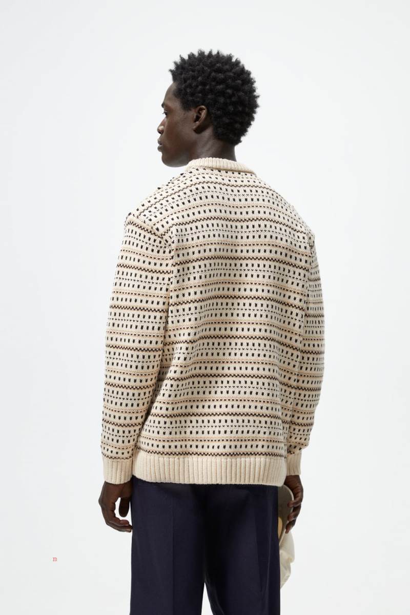 ZARA TEXTURED GEOMETRIC Tröjor Herr Vita | LPOKQ-3106