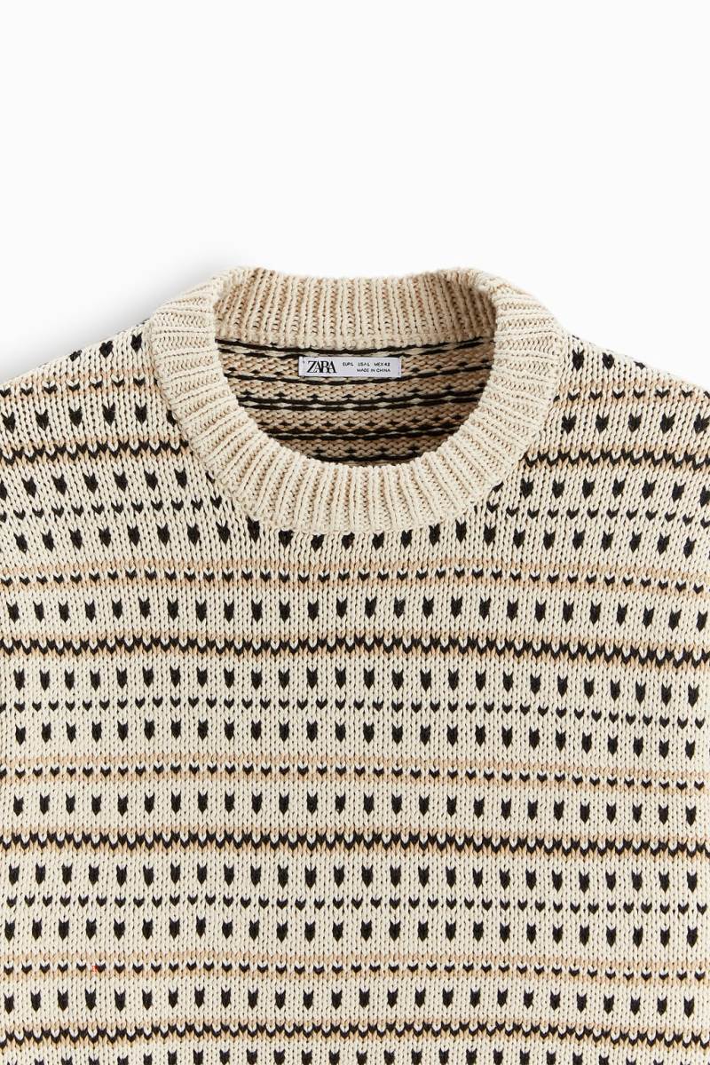 ZARA TEXTURED GEOMETRIC Tröjor Herr Vita | LPOKQ-3106
