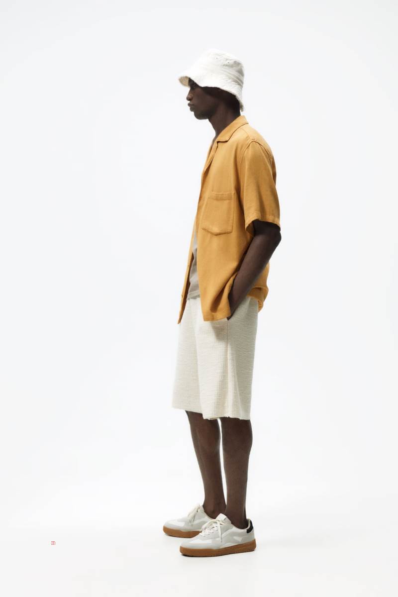 ZARA TEXTURED JOGGER BERMUDA Shorts Herr Grå Vita | FPOYG-6251