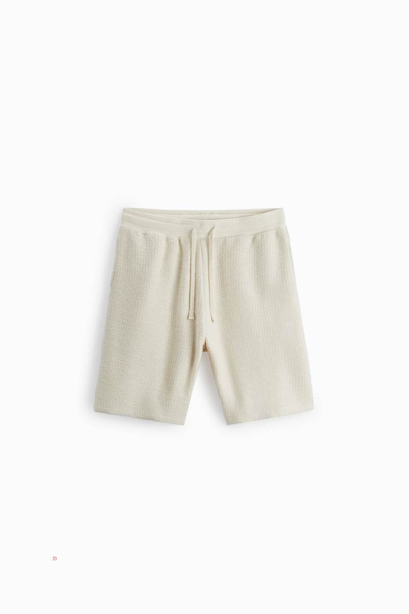 ZARA TEXTURED JOGGER BERMUDA Shorts Herr Grå Vita | FPOYG-6251