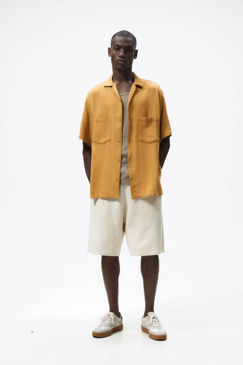 ZARA TEXTURED JOGGER BERMUDA Shorts Herr Grå Vita | FPOYG-6251