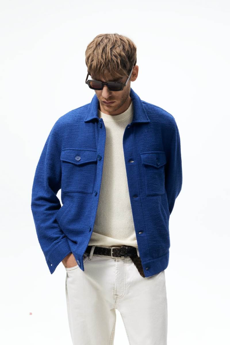 ZARA TEXTURED Jacka Herr Blå | NXIDF-9871