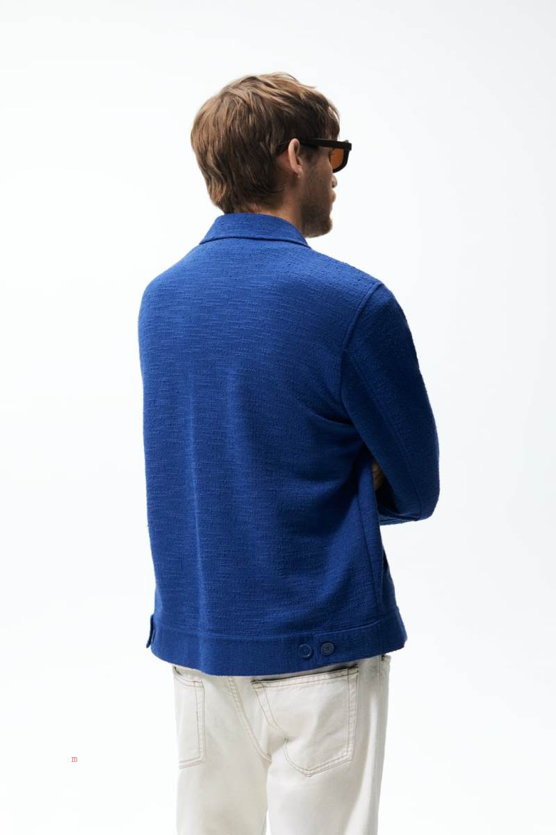 ZARA TEXTURED Jacka Herr Blå | NXIDF-9871