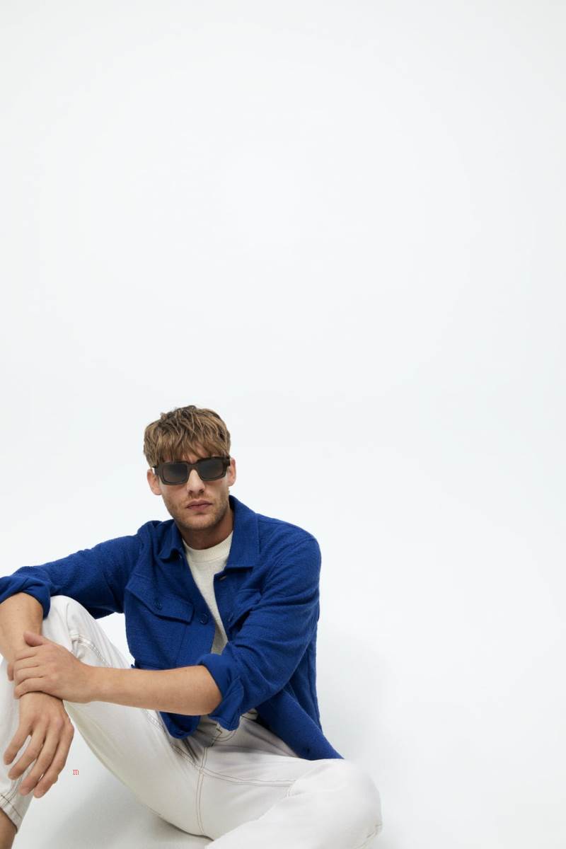 ZARA TEXTURED Jacka Herr Blå | NXIDF-9871