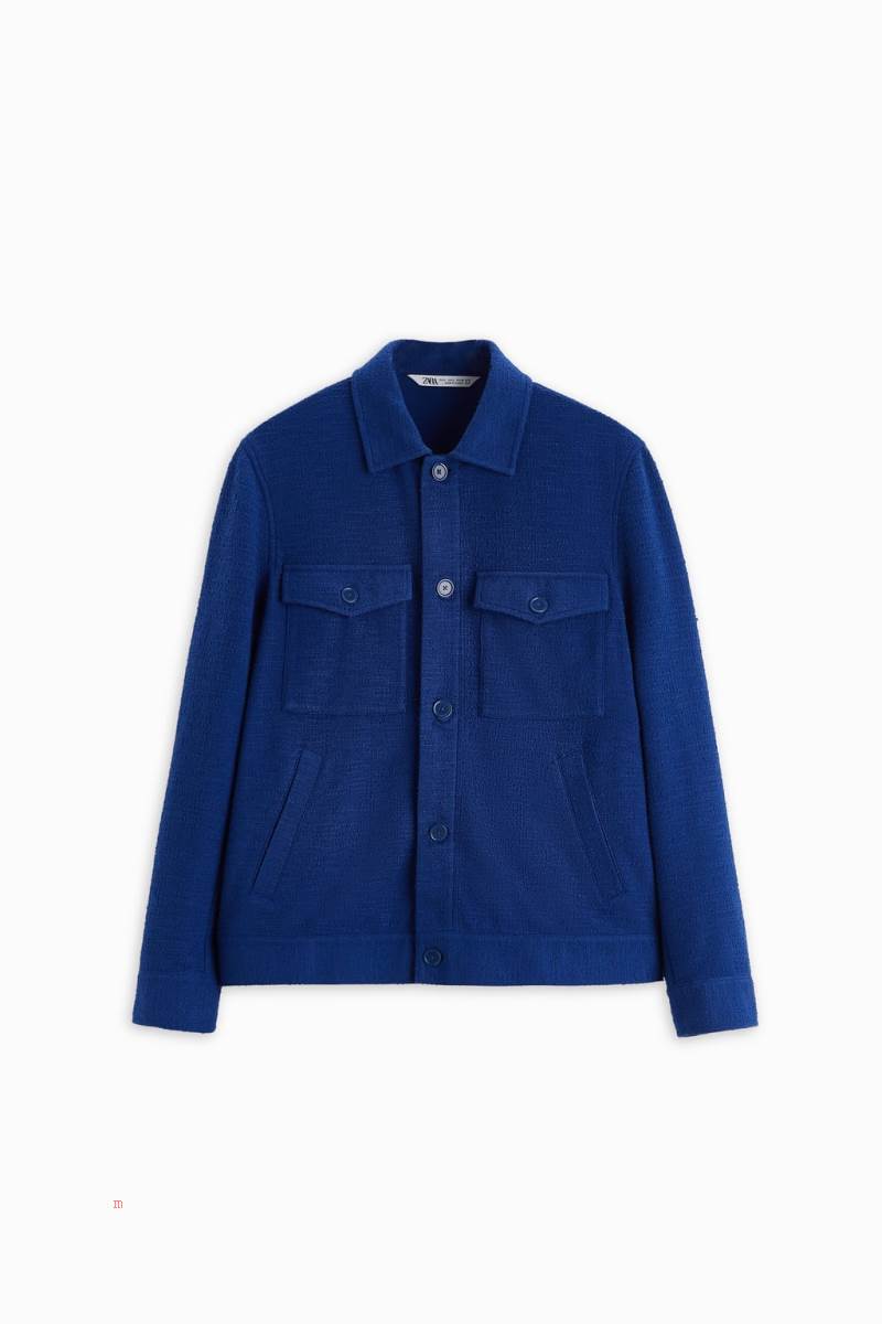 ZARA TEXTURED Jacka Herr Blå | NXIDF-9871