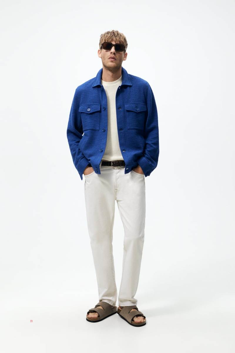 ZARA TEXTURED Jacka Herr Blå | NXIDF-9871