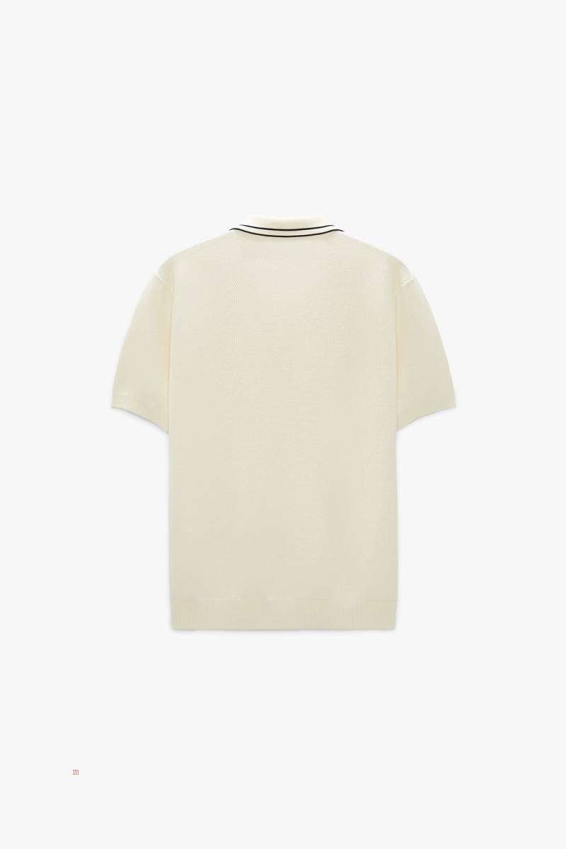ZARA TEXTURED KNIT Piketröja Herr Vita | FIQRS-0835