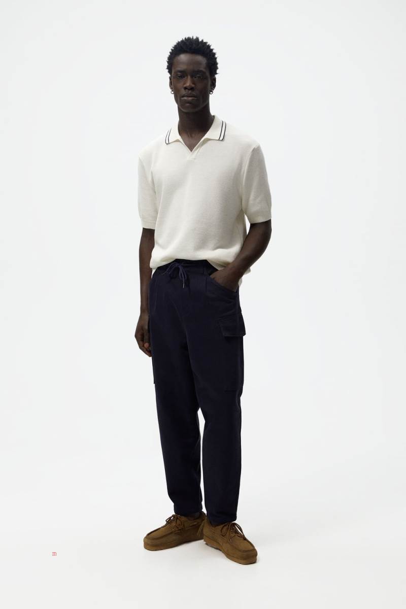 ZARA TEXTURED KNIT Piketröja Herr Vita | FIQRS-0835