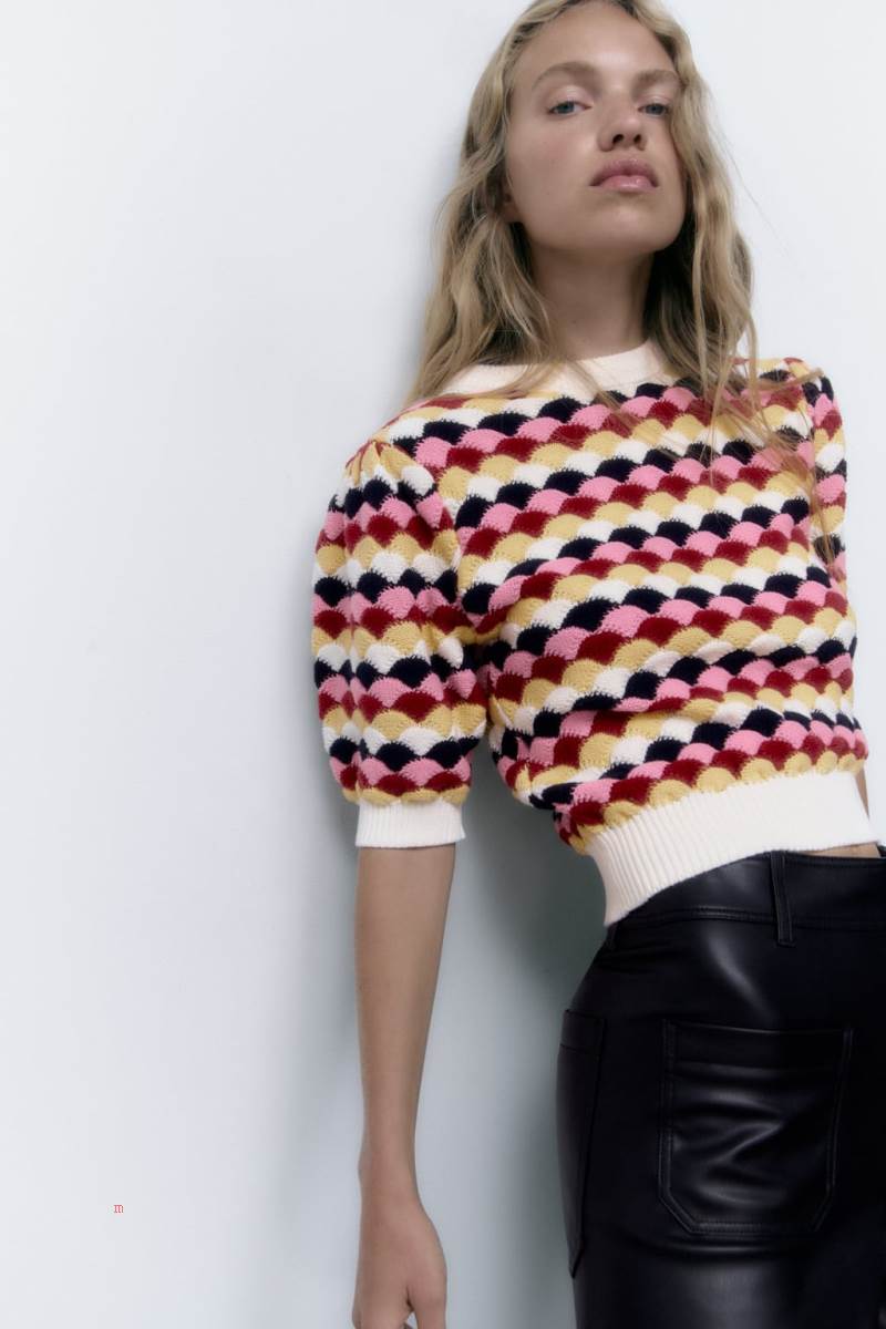 ZARA TEXTURED KNIT Tröjor Dam Olika Färger Röda | EMDOB-9230