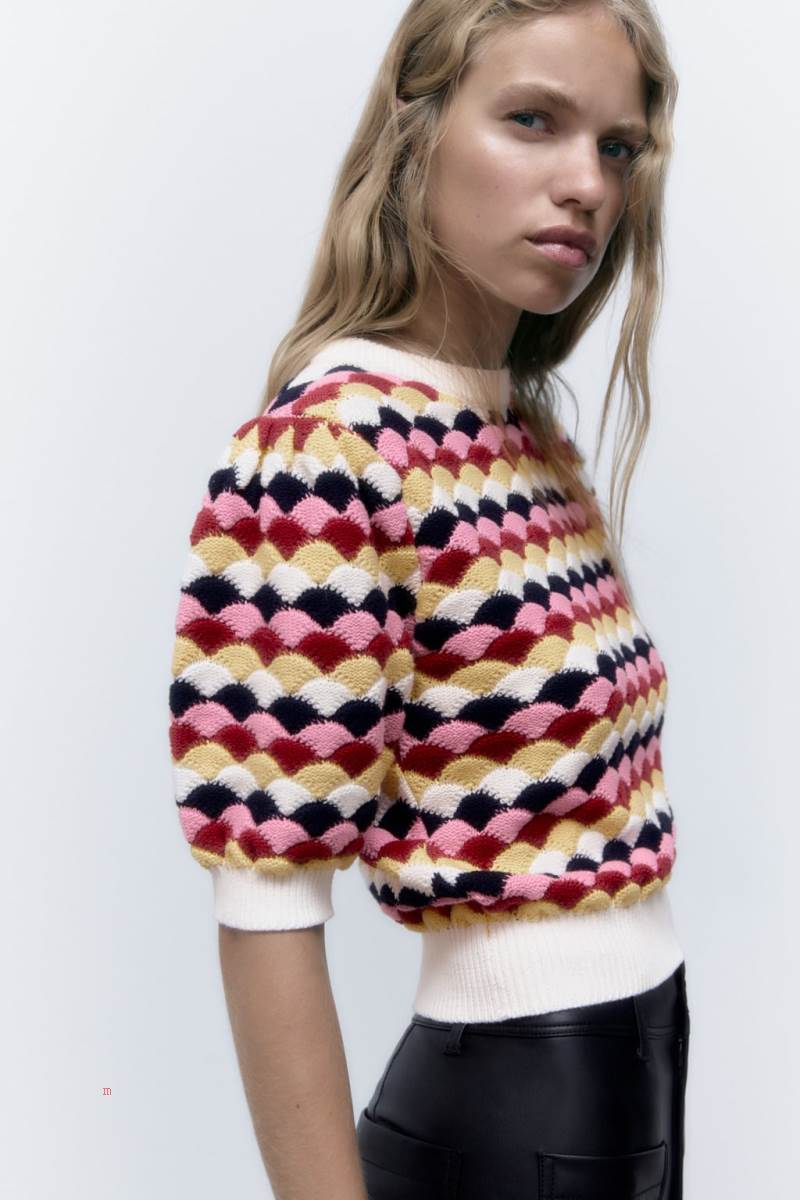 ZARA TEXTURED KNIT Tröjor Dam Olika Färger Röda | EMDOB-9230