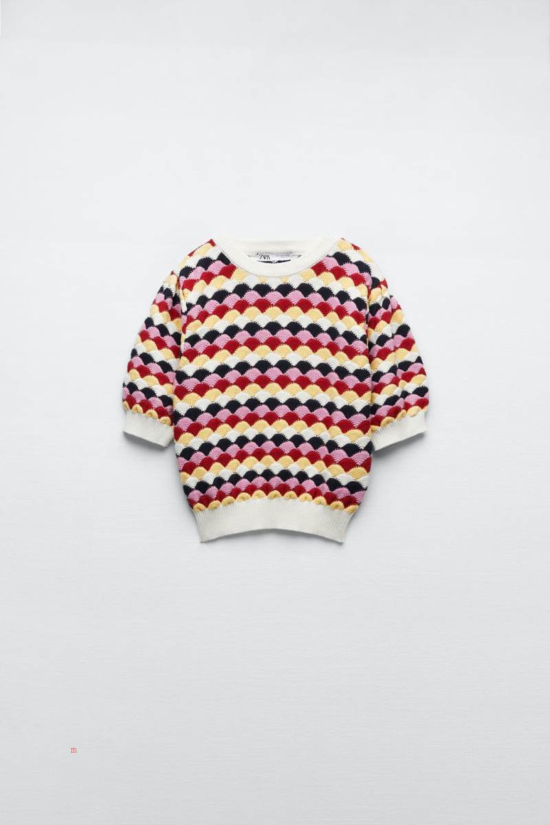ZARA TEXTURED KNIT Tröjor Dam Olika Färger Röda | EMDOB-9230