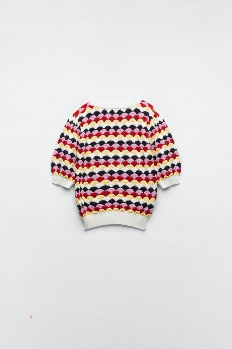 ZARA TEXTURED KNIT Tröjor Dam Olika Färger Röda | EMDOB-9230