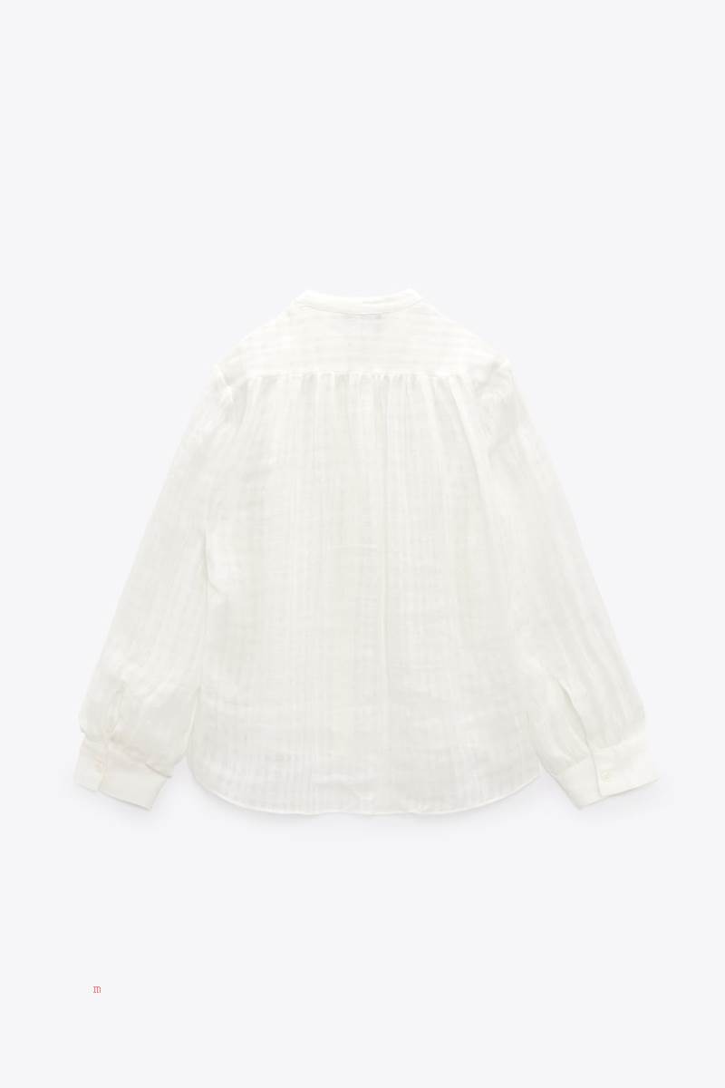 ZARA TEXTURED LINEN Blusar Dam Vita | RZQVX-0285