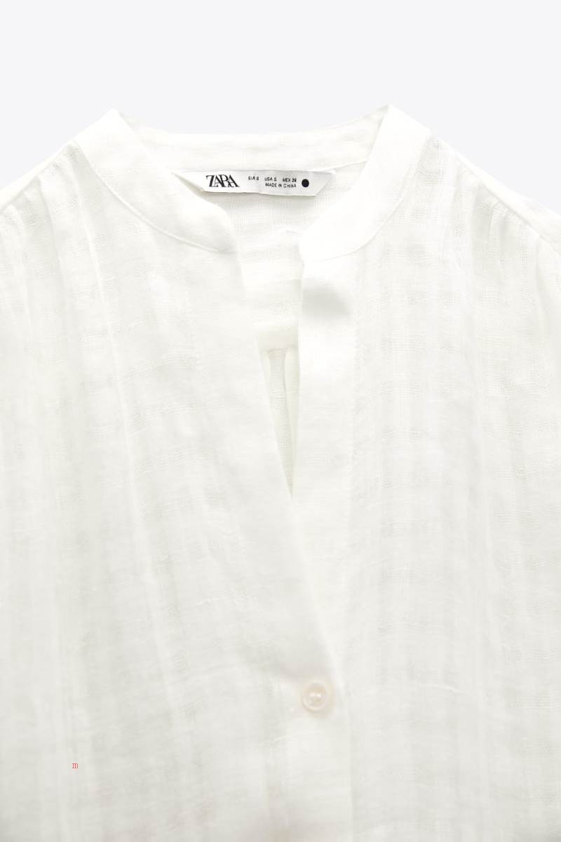 ZARA TEXTURED LINEN Blusar Dam Vita | RZQVX-0285