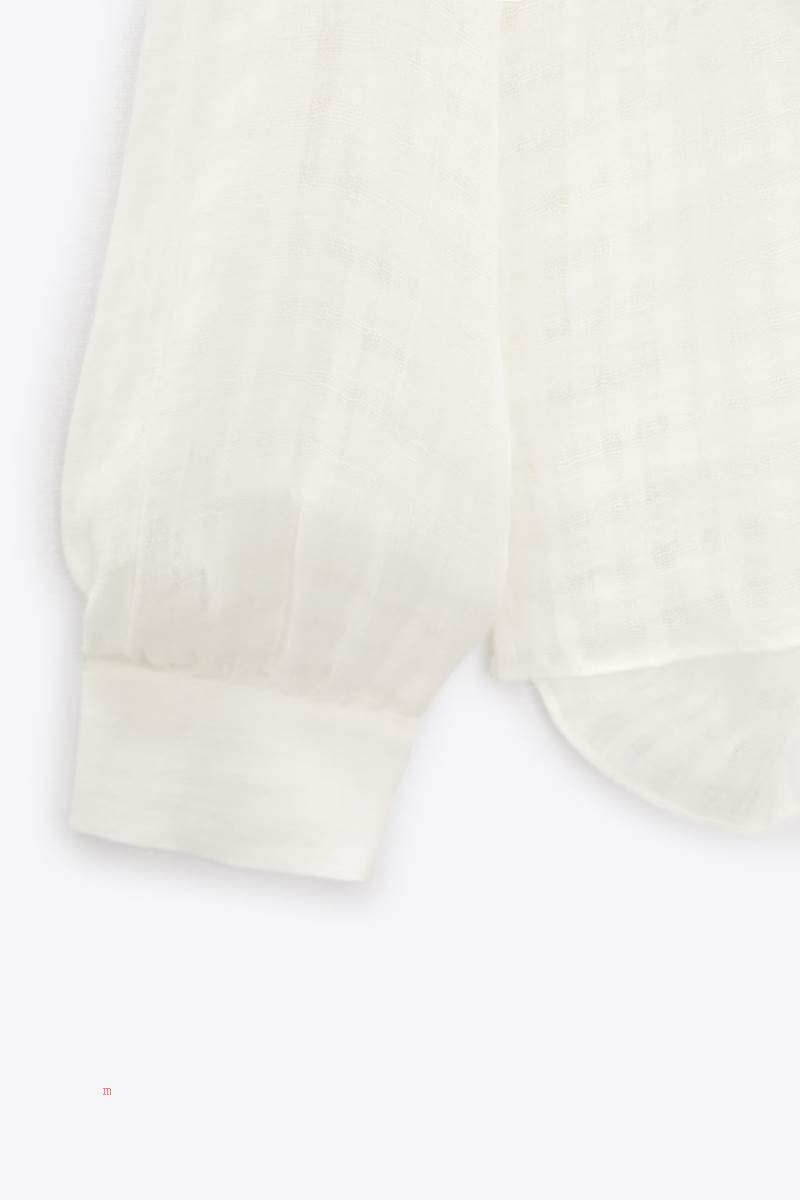 ZARA TEXTURED LINEN Blusar Dam Vita | RZQVX-0285