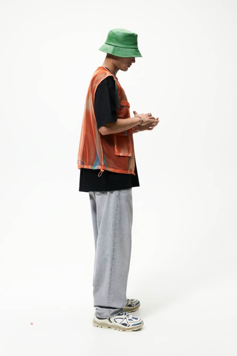 ZARA TEXTURED MESH Kostym Gilet Herr Orange | GXVIQ-2680