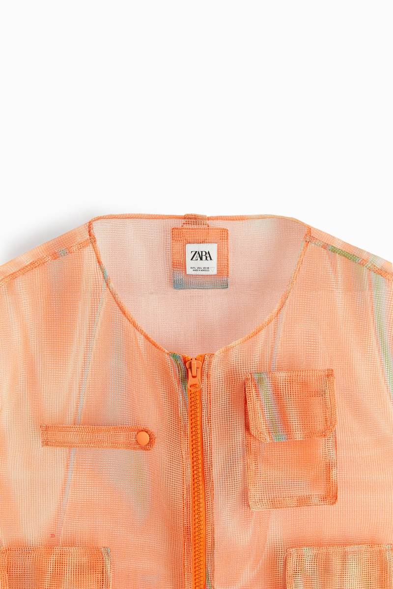 ZARA TEXTURED MESH Kostym Gilet Herr Orange | GXVIQ-2680