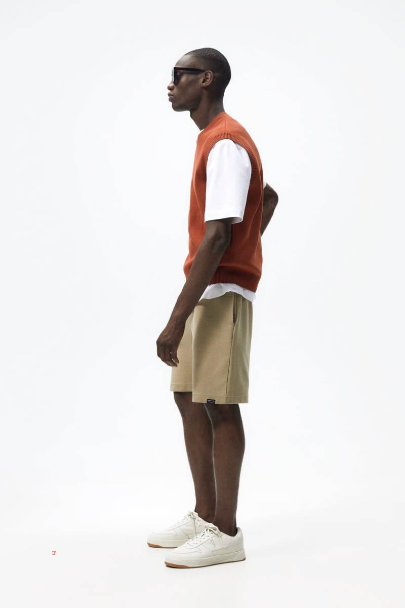 ZARA TEXTURED OTTOMAN BERMUDA Shorts Herr Bruna | NSABV-3280