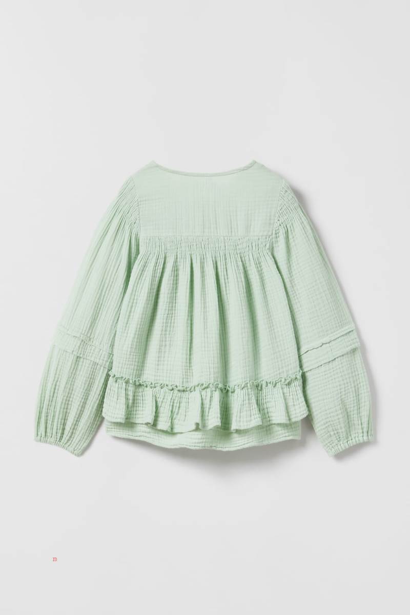 ZARA TEXTURED OVERSIZE WITH SHIRRING Blusar Tjej Gröna | BSTKA-3706