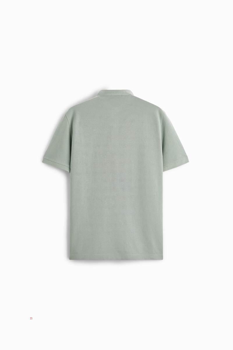 ZARA TEXTURED PIQUÉ Piketröja Herr Turkos | VPLZD-6179