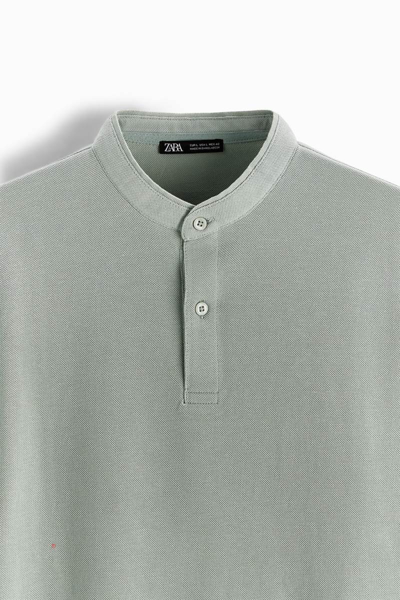 ZARA TEXTURED PIQUÉ Piketröja Herr Turkos | VPLZD-6179