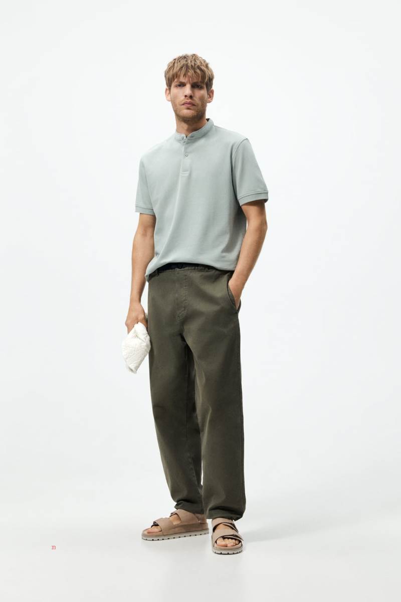 ZARA TEXTURED PIQUÉ Piketröja Herr Turkos | VPLZD-6179