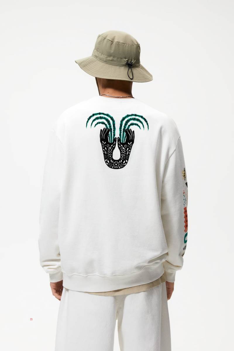 ZARA TEXTURED PRINT Sweatshirt Herr Vita | UZETA-6859