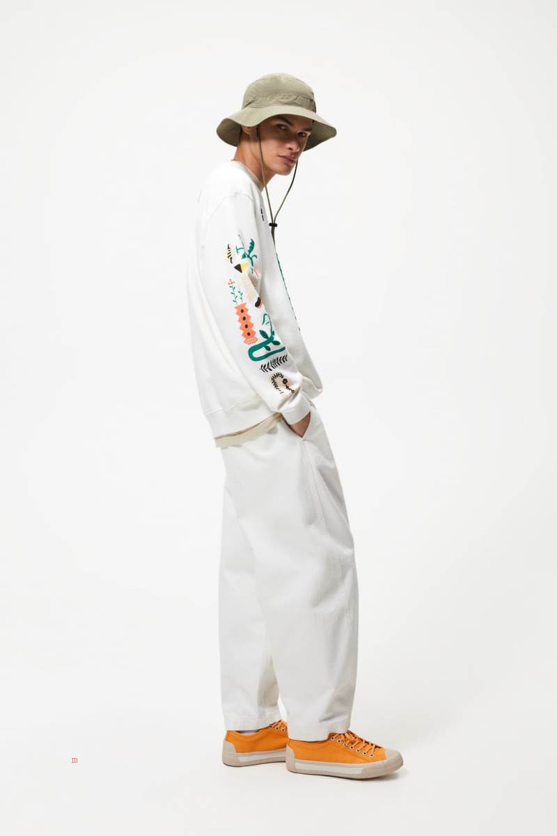 ZARA TEXTURED PRINT Sweatshirt Herr Vita | UZETA-6859