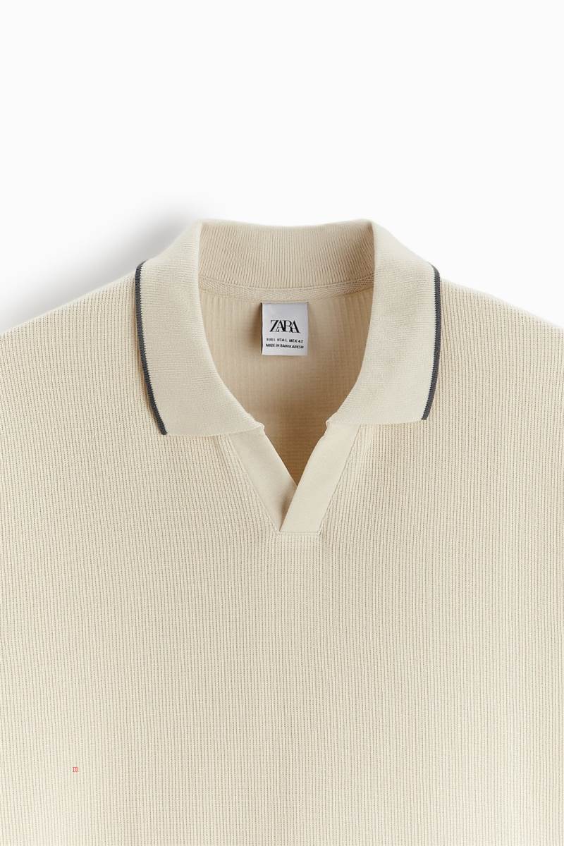 ZARA TEXTURED Piketröja Herr Grå Vita | LVMNS-1652