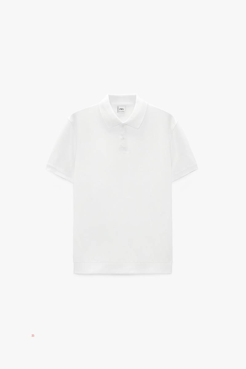 ZARA TEXTURED Piketröja Herr Vita | IUFTR-6715