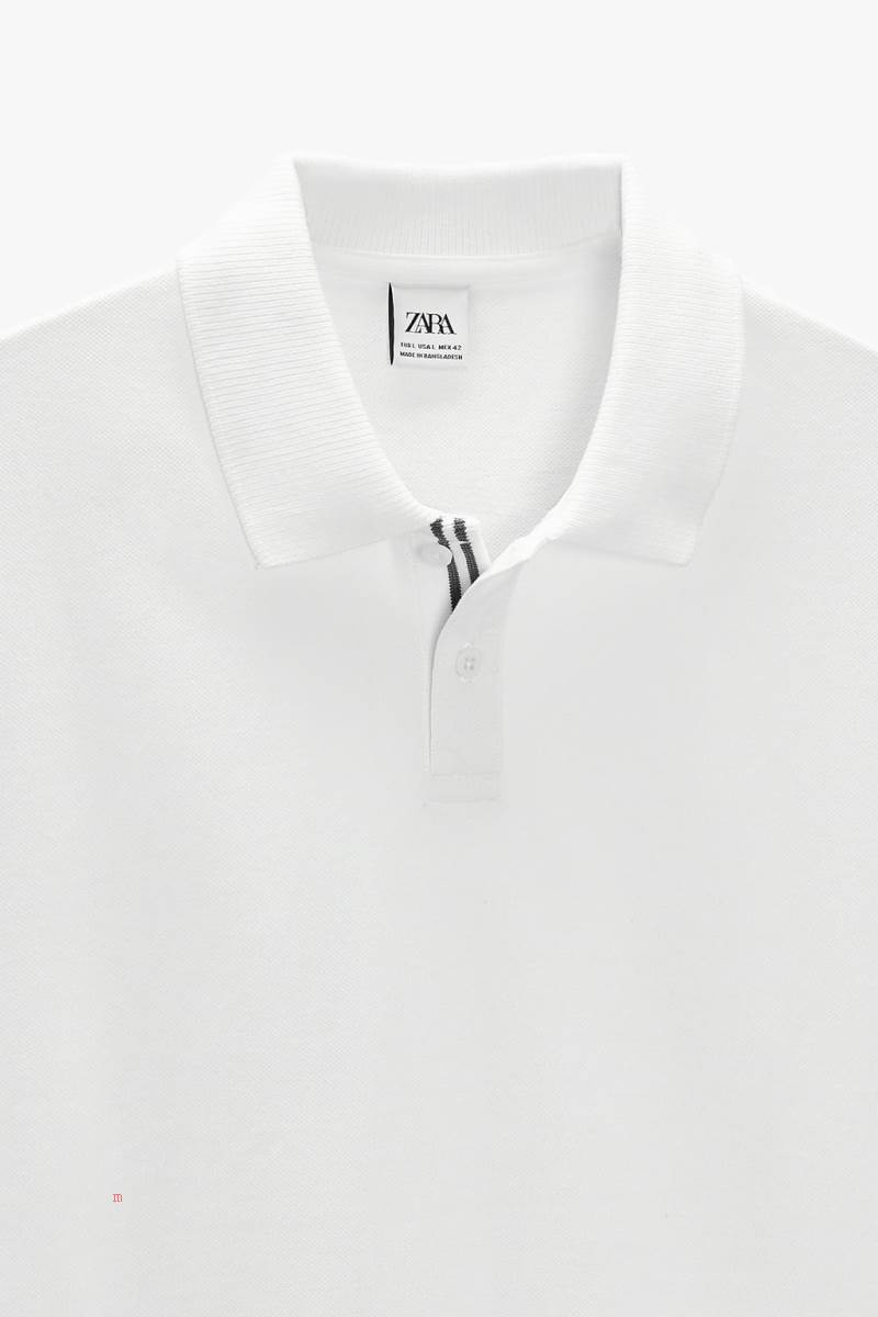 ZARA TEXTURED Piketröja Herr Vita | IUFTR-6715