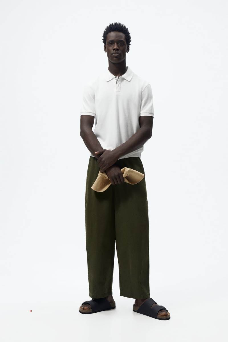 ZARA TEXTURED Piketröja Herr Vita | IUFTR-6715