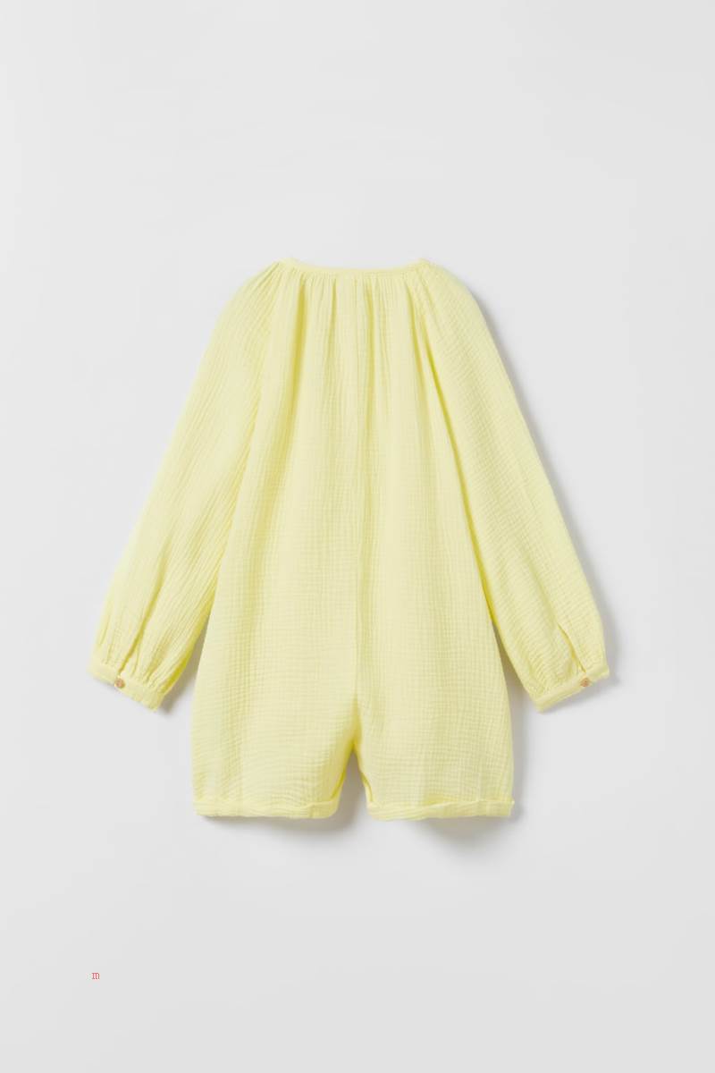 ZARA TEXTURED Playsuit Tjej Gula | MKIOJ-8167