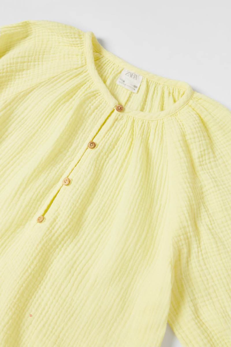 ZARA TEXTURED Playsuit Tjej Gula | MKIOJ-8167