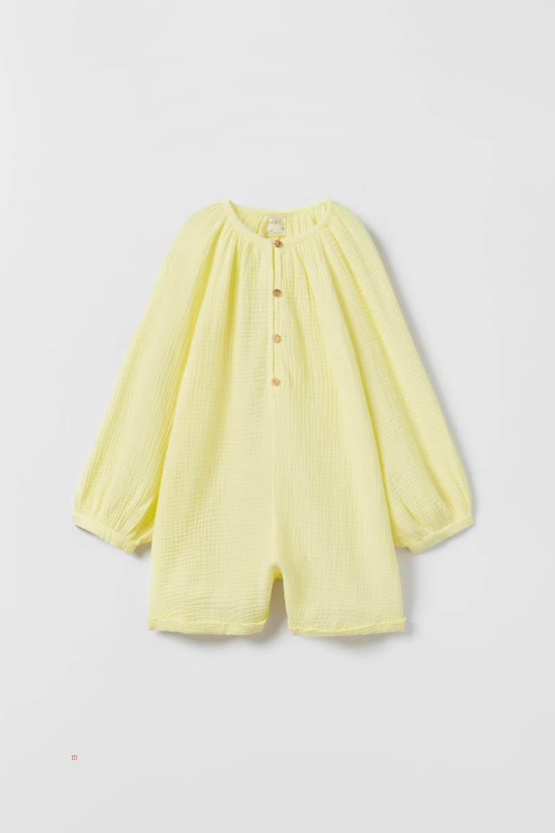 ZARA TEXTURED Playsuit Tjej Gula | MKIOJ-8167