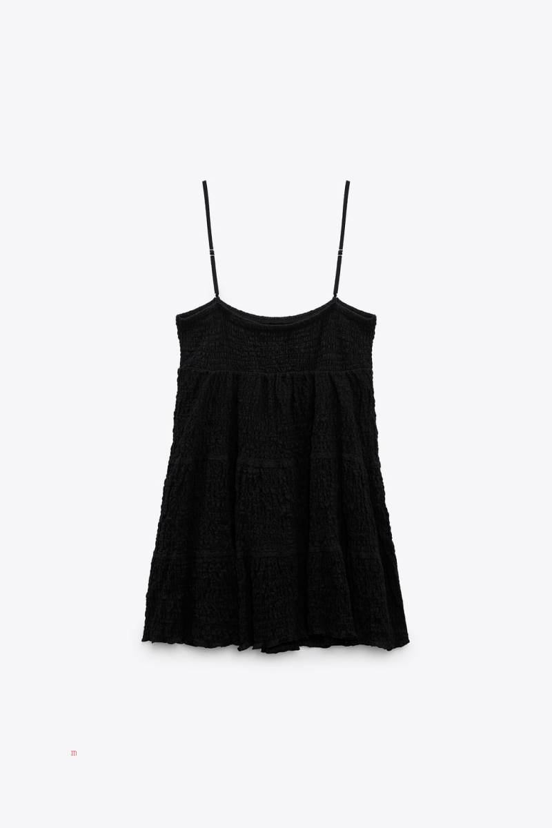 ZARA TEXTURED SHORT Klänning Dam Svarta | FJZYT-7542