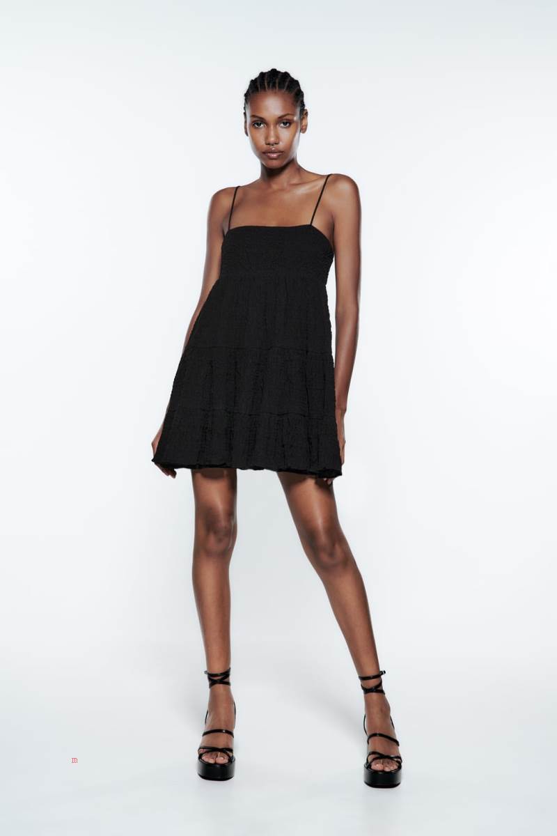 ZARA TEXTURED SHORT Klänning Dam Svarta | FJZYT-7542