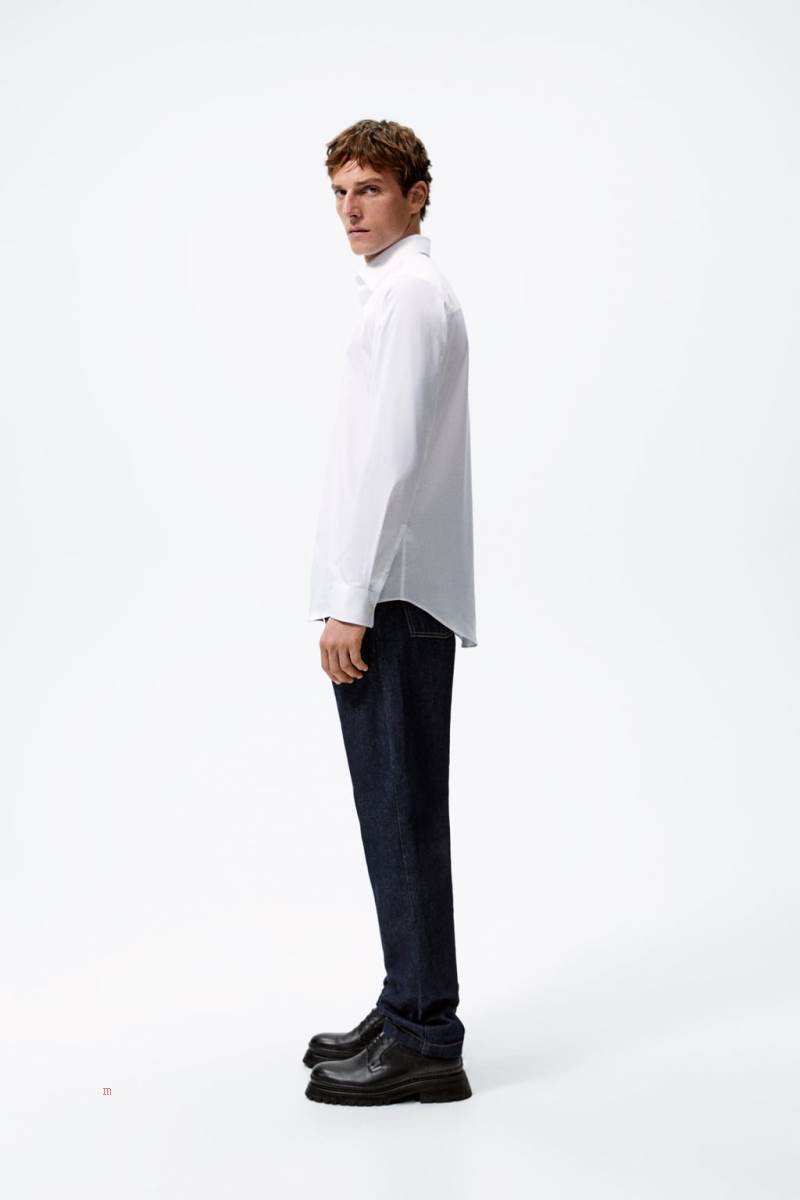 ZARA TEXTURED STRETCH Skjorta Herr Vita | ANMPW-9256