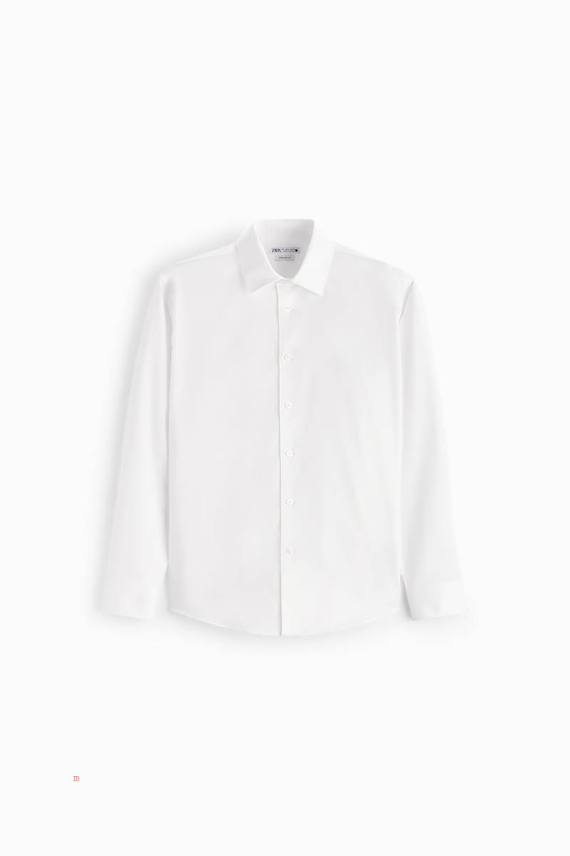 ZARA TEXTURED STRETCH Skjorta Herr Vita | ANMPW-9256