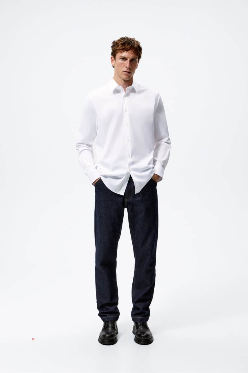 ZARA TEXTURED STRETCH Skjorta Herr Vita | ANMPW-9256
