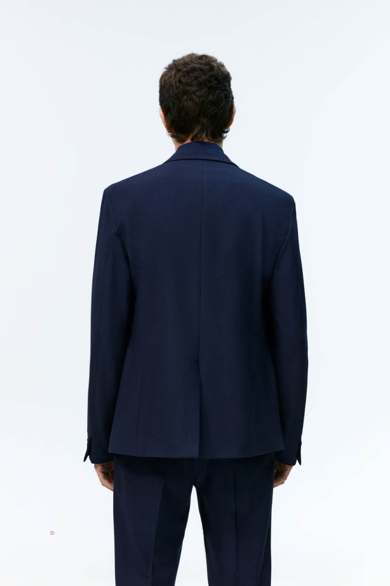 ZARA TEXTURED SUIT Blazers Herr Marinblå Blå | YZHTW-8425