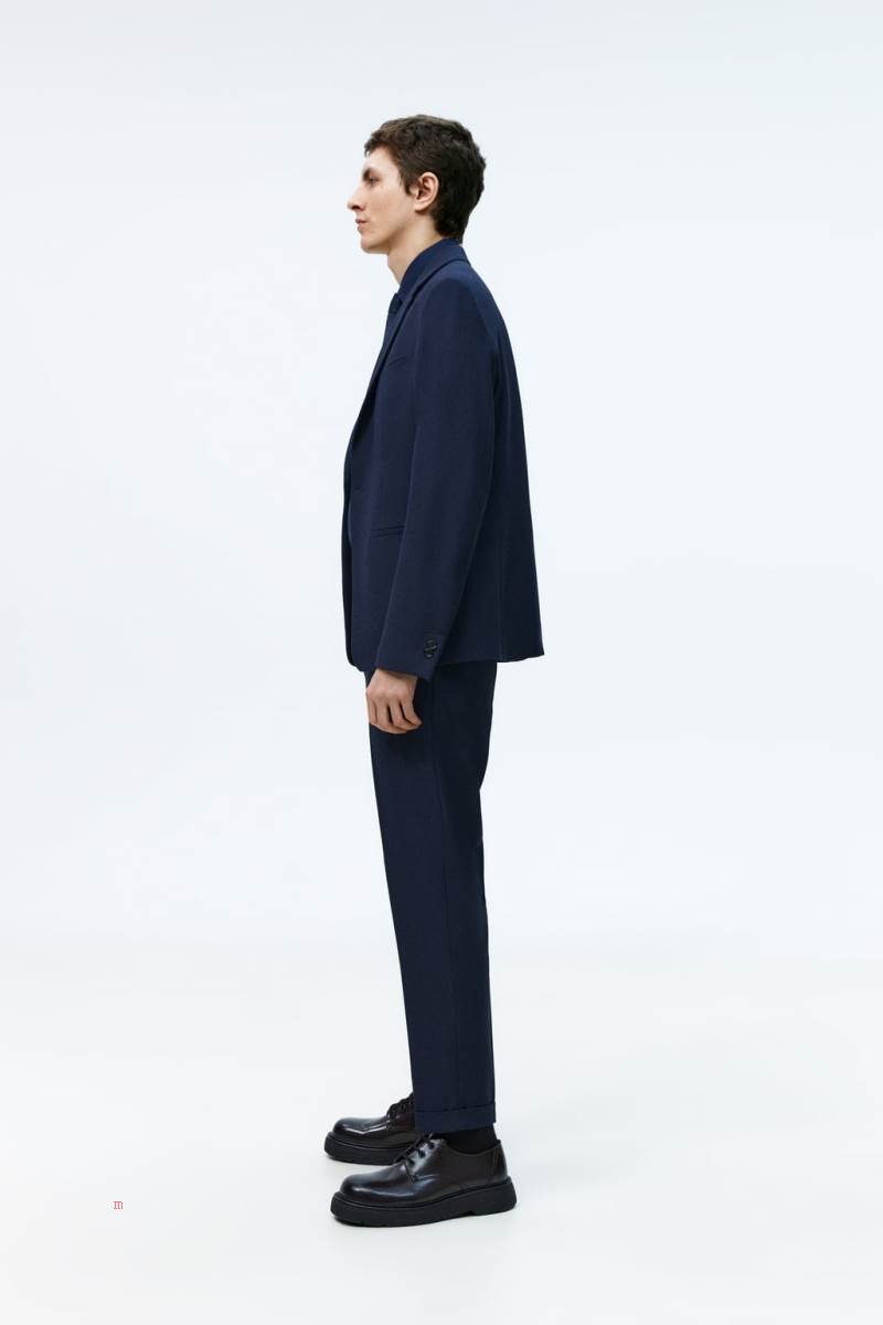 ZARA TEXTURED SUIT Blazers Herr Marinblå Blå | YZHTW-8425