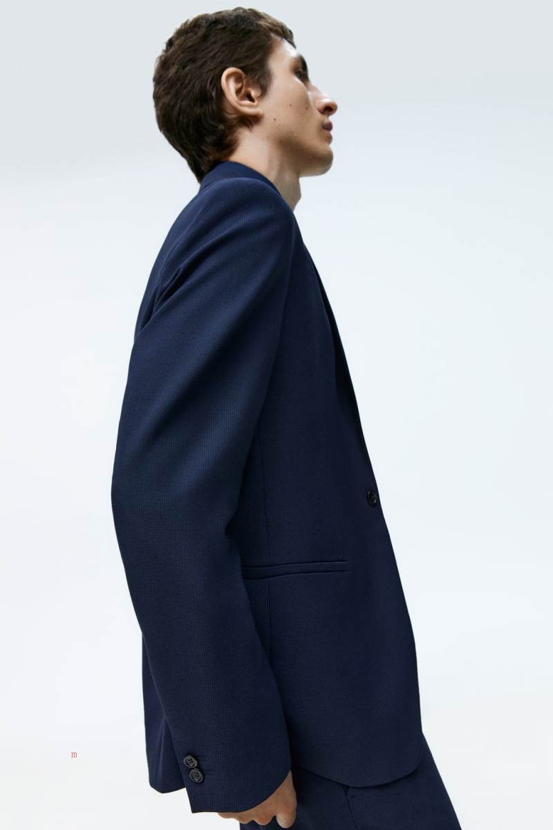 ZARA TEXTURED SUIT Blazers Herr Marinblå Blå | YZHTW-8425
