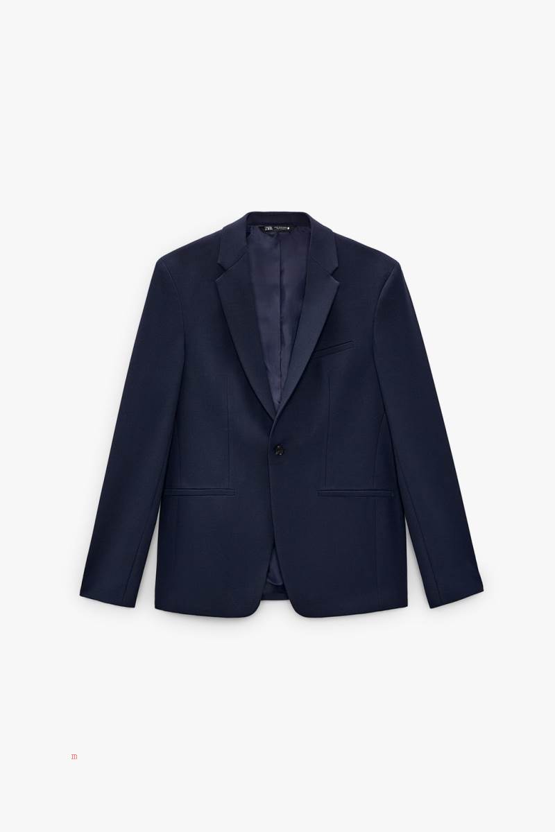 ZARA TEXTURED SUIT Blazers Herr Marinblå Blå | YZHTW-8425