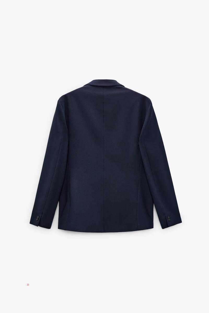 ZARA TEXTURED SUIT Blazers Herr Marinblå Blå | YZHTW-8425